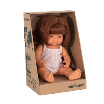 Miniland Doll - Red Hair Caucasian Girl 38cm