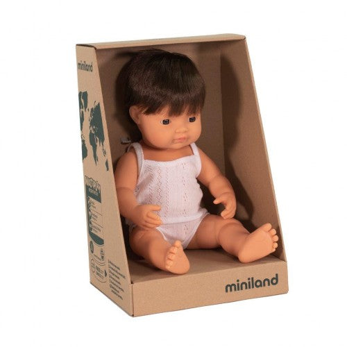 Miniland Doll - Brunette Caucasian Boy 38 cm