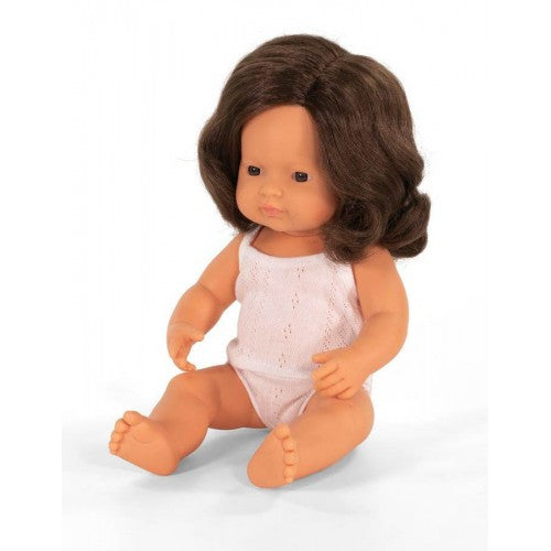 Miniland Doll - Brunette Caucasian Girl, 38 cm