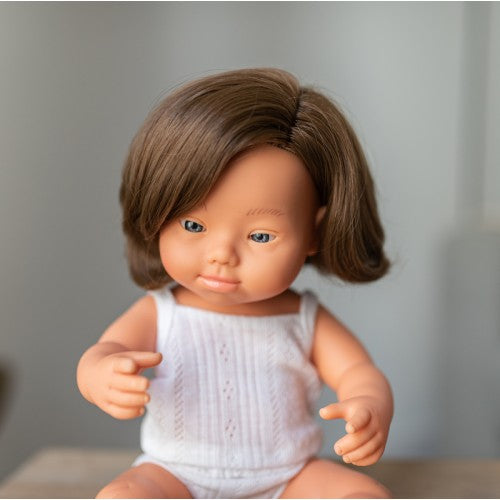 Miniland Doll - Caucasian Girl with Down syndrome, 38 cm